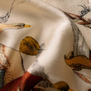 White Yellow and Red Floral Textile